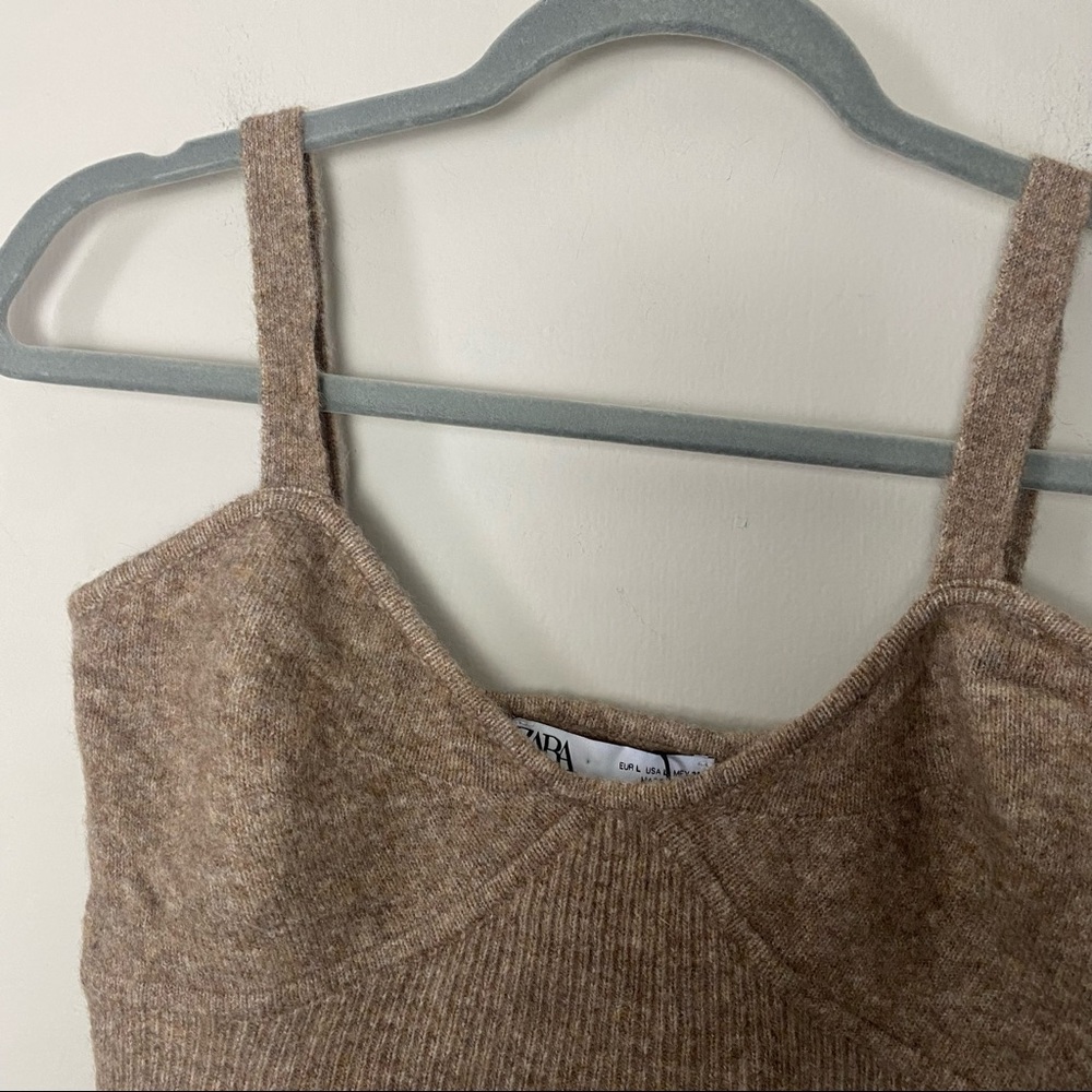 NWT Zara Wool Camel Blend Sweater Crop Top size Large - Picture 10 of 12
